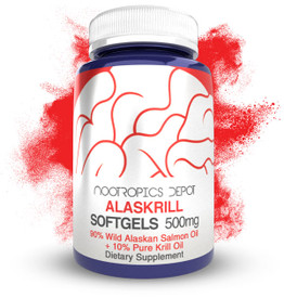 Alaskrill Fish Oil 500mg Softgel Capsules (90% Wild Alaskan Salmon Oil, 10% Pure Krill Oil)