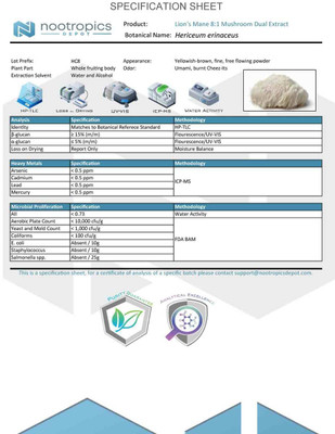 Lion's Mane Mushroom 8:1 Dual Extract Capsules