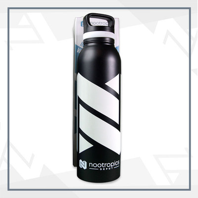 Nootropics Depot Black Water Bottle | Food Grade Stainless Steel | Vacuum Insulated