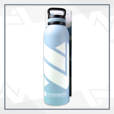 Nootropics Depot Water Bottle | Food Grade Stainless Steel | Vacuum Insulated | Light Blue Or Black